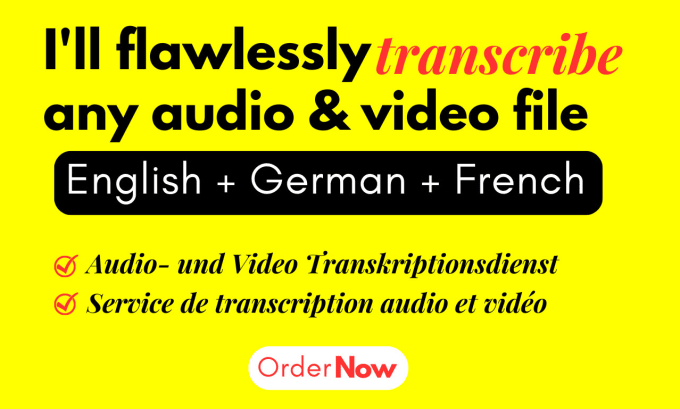 Gig Preview - Do english, german, french audio and video transcription