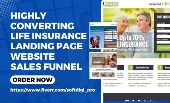 Gig Preview - Design life insurance landing page life insurance website insurance sales funnel