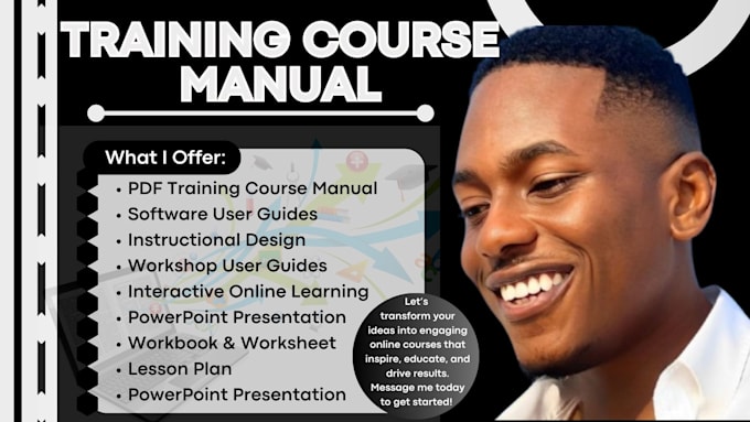 Gig Preview - Design instructional pdf training course manual, workshop, software user guide