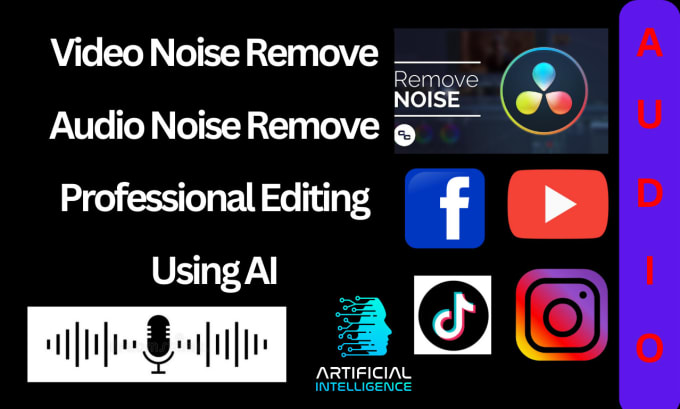 Gig Preview - Remove background noise from video audio using ai