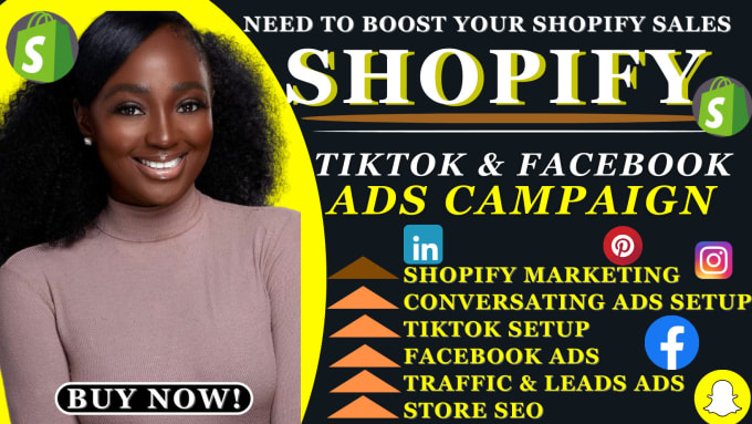 Gig Preview - Do shopify facebook ads, setup tik tok ads campaign and boost shopify sales