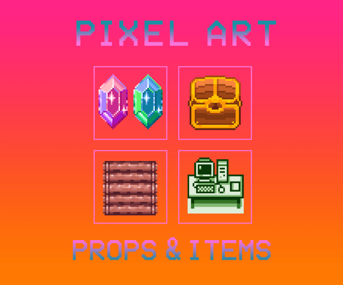 Gig Preview - Draw any kind of pixel art props, objects and items for your video game