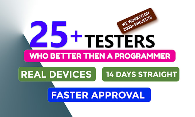 Gig Preview - Provide 12 testers or 20 testers for google play closed testing with guides