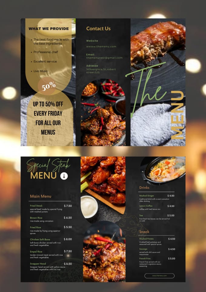 Gig Preview - Design a professional restaurant menu, brochure,food flyer