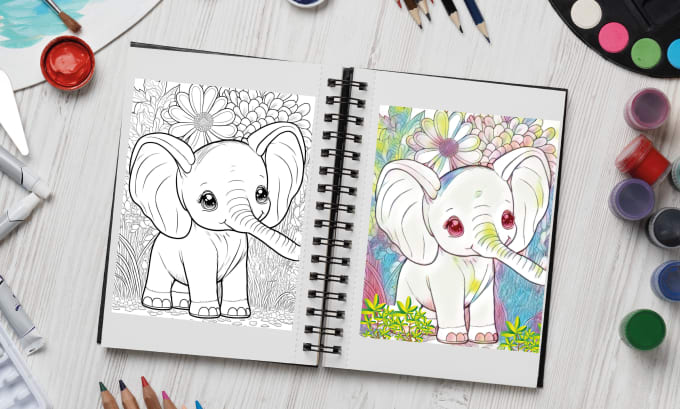 Gig Preview - Make black and white coloring book page for kids and adults