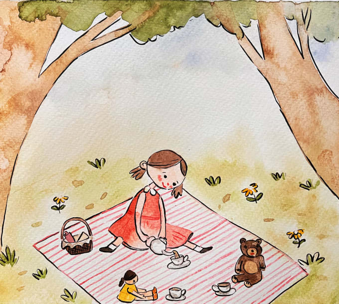 Gig Preview - Do a watercolor children book illustration