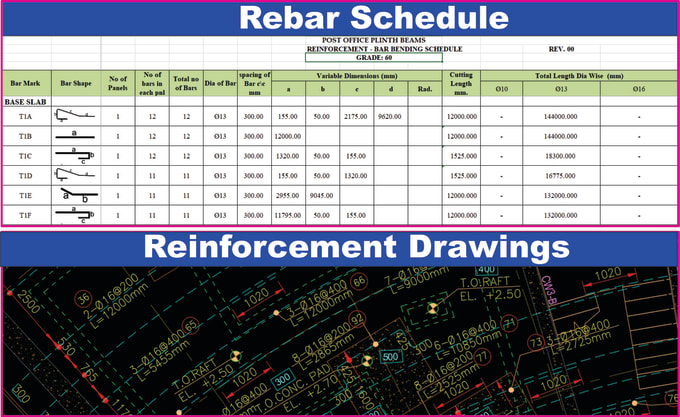 Gig Preview - Prepare rebar schedule, bar bending schedule, and reinforcement shop drawings