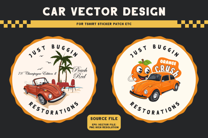 Gig Preview - Make car vector illustration for t shirt design