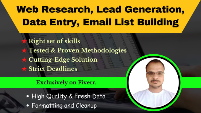 Gig Preview - Do fast web research, find emails and prospect list building