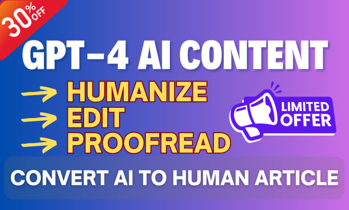 Gig Preview - Edit, proofread and infusing human touch into chatgpt ai generated content