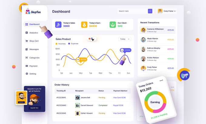 Gig Preview - Design dashboard, web app, csm, admin panel UI