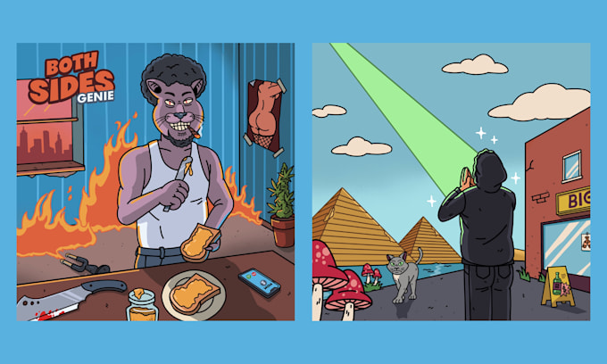 Gig Preview - Create hip hop rap illustration and loop videos animations