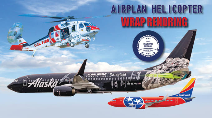 Gig Preview - Create helicopter wrap design or airplane or many vehicle design