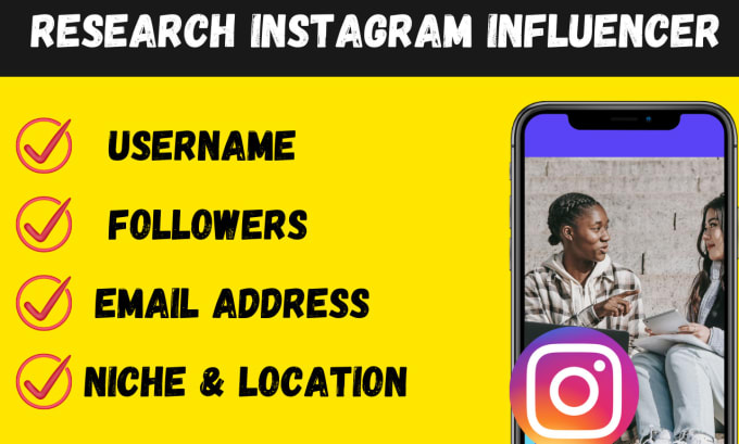 Gig Preview - Find best top instagram influencer email list