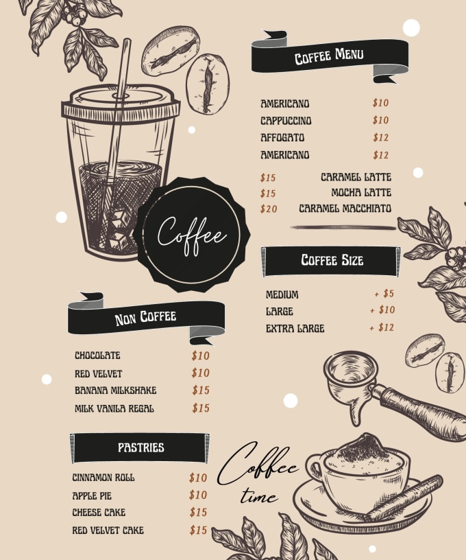 Gig Preview - Design you a stunning menu for your restaurant business