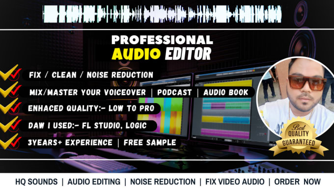 Gig Preview - Do cleaning ,fix, edit, noise reduction, enhance your audio zero to hero