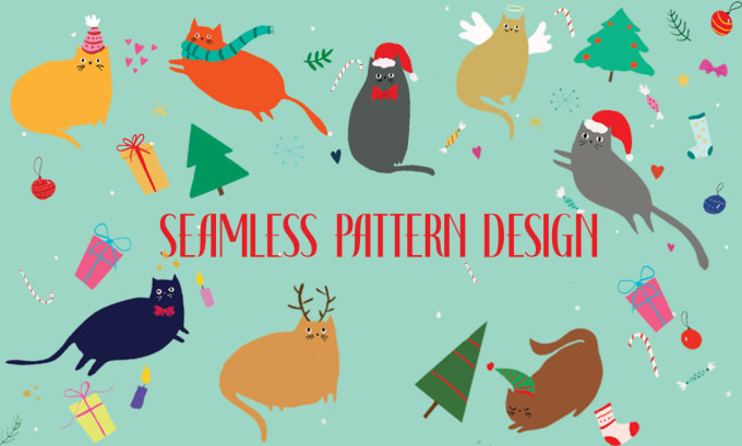 Gig Preview - Design custom, funny illustrated seamless pattern