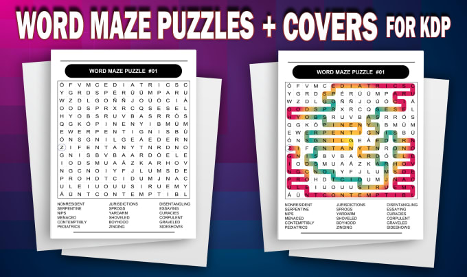 Gig Preview - Craft visually engaging word maze puzzles, covers and 3d mockups