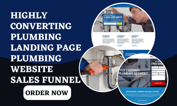 Gig Preview - Design plumbing landing page plumbing website construction plumbing sales funnel