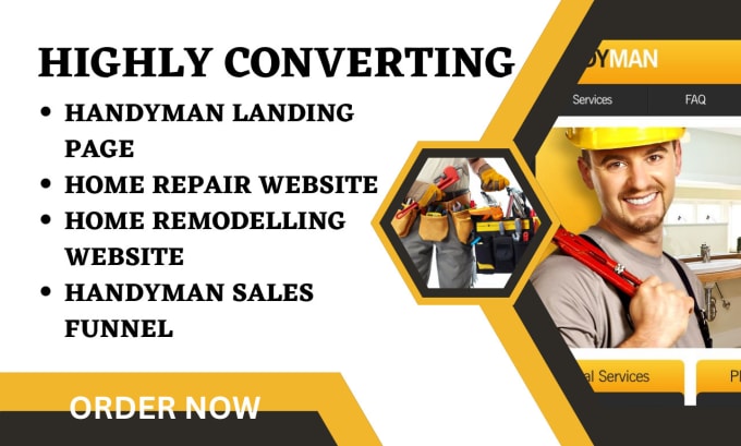 Gig Preview - Design handyman landing page home repair website  home remodeling sales funnel