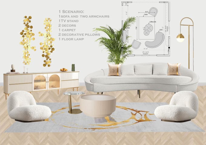 Gig Preview - Create interior design, moodboard, layout of your space