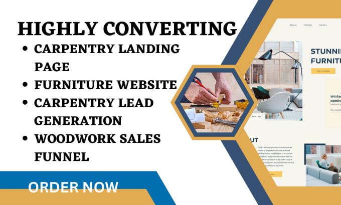 Bestseller - design carpentry landing page furniture carpentry website woodwork sales funnel