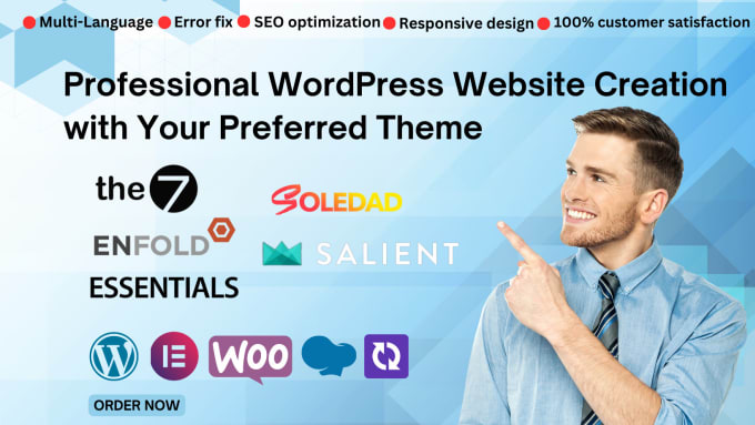 Gig Preview - Customize wordpress using the7, enfold, salient, soledad, and essentials themes