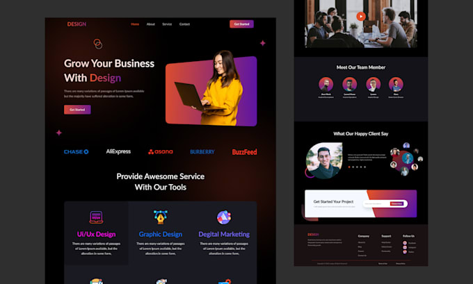 Gig Preview - Do homepage web page and user interface design in figma