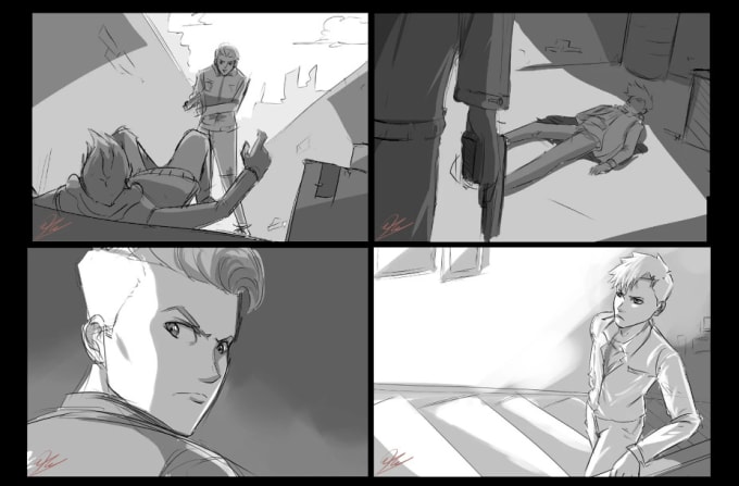 Gig Preview - Make a grayscale storyboard for your movie, game