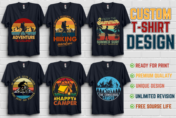 Gig Preview - Do custom, vintage retro, and trendy t shirt designs for your business