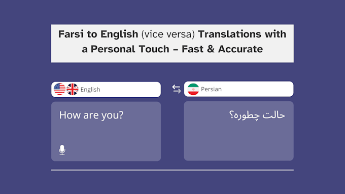 Gig Preview - Provide professional english to persian farsi translation and vice versa