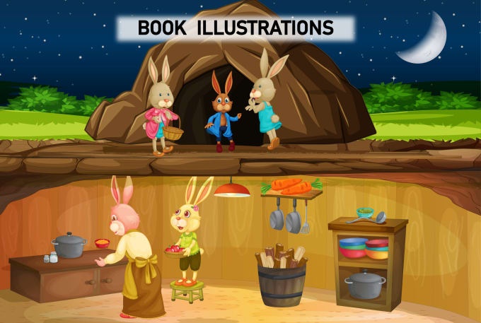 Gig Preview - Design 3d children illustration, children story book