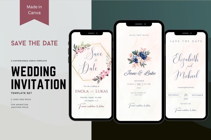 Gig Preview - Design wedding invitation template, detail, save the date