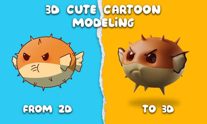 Gig Preview - Do 2d cute and kawaii character to 3d cartoon character