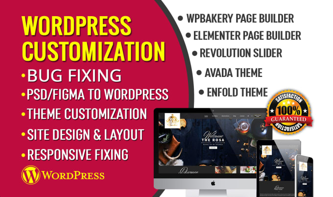 Gig Preview - Customize redesign fix issues responsive wordpress website