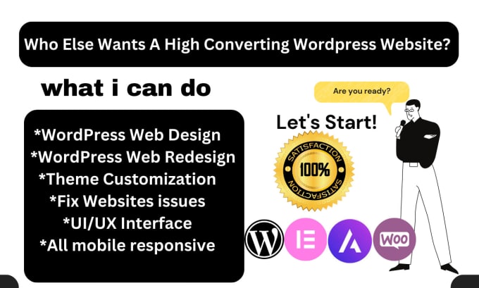 Gig Preview - Build, design, redesign, clone wordpress website with elementor pro, woocommerce