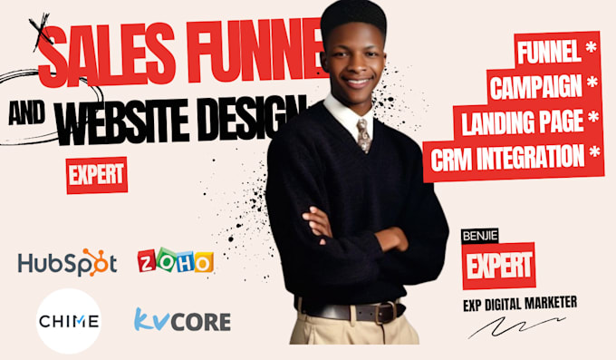 Gig Preview - Design highconverting funnels  websites, hubspot, zoho, kvcore, chime lofty