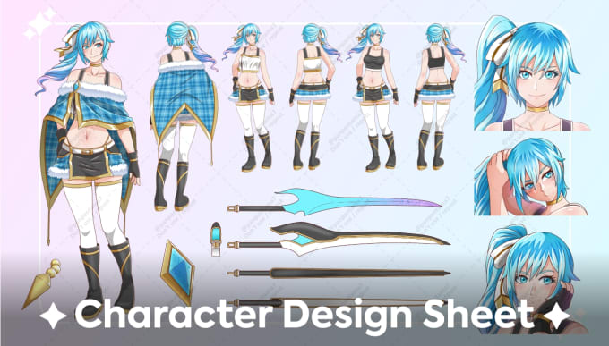 Gig Preview - Draw character design sheet in anime manga art style