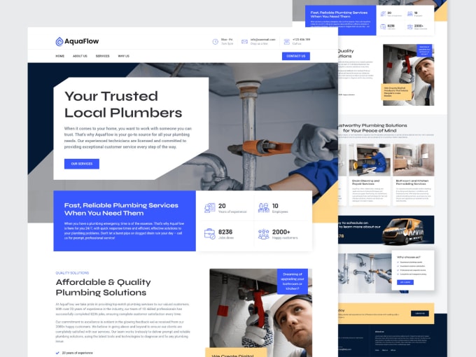 Gig Preview - Design plumber company website on wordpress with elementor pro