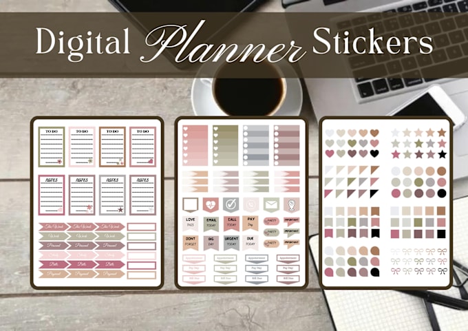 Gig Preview - Create digital planner and journal stickers for etsy shop