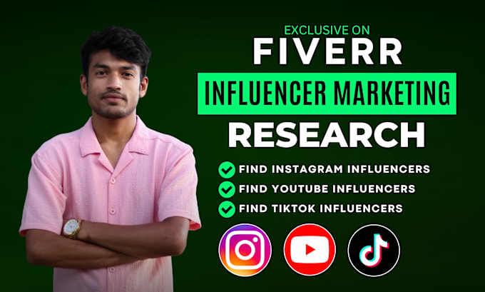 Gig Preview - Find best instagram youtube tiktok influencer list for influencer marketing