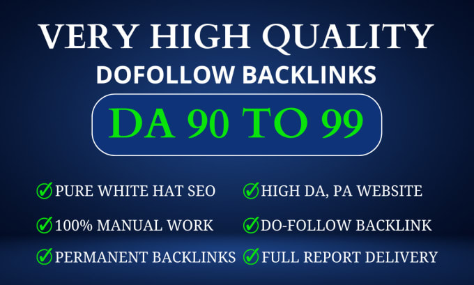 Gig Preview - High authority dofollow backlinks da 90 to 99 SEO link building