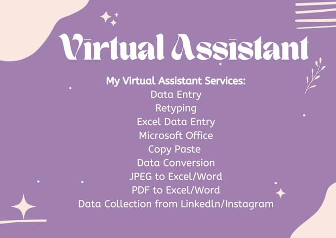 Gig Preview - Do any virtual assistant, data entry and typing