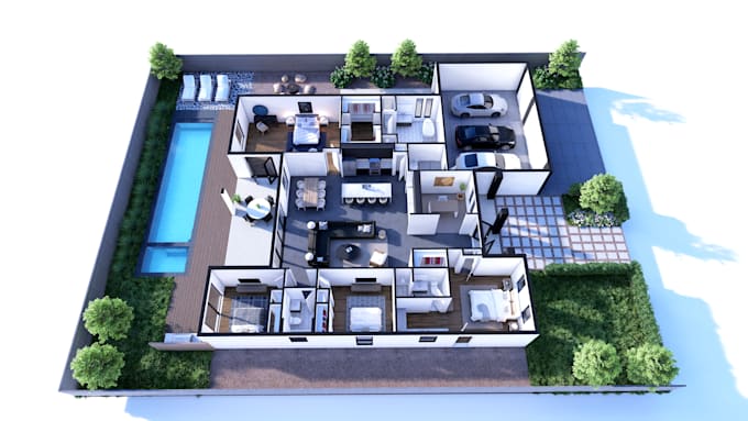 Gig Preview - Create a 3d floor plan rendering from your references