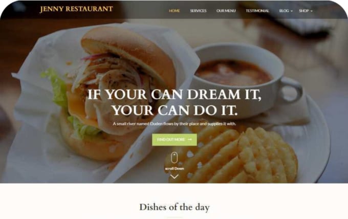 Gig Preview - Create a professional restaurant website