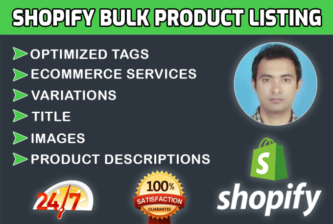 Gig Preview - Do shopify listing, write descriptions, tags, upload and product images