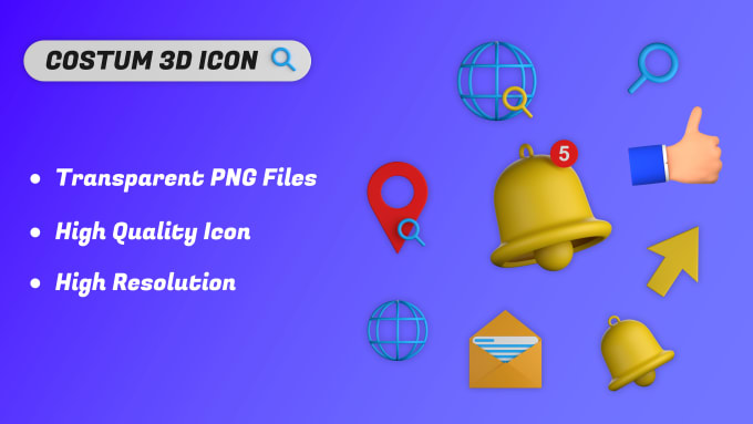 Gig Preview - Create custom 3d icon for your website and apps