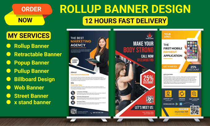 Gig Preview - Do roll up, retractable banner, sign, billboard, pull up, banner design