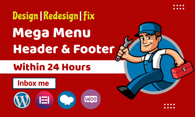 Gig Preview - Design or fix wordpress mega menu, header, footer and css issue within 24hrs