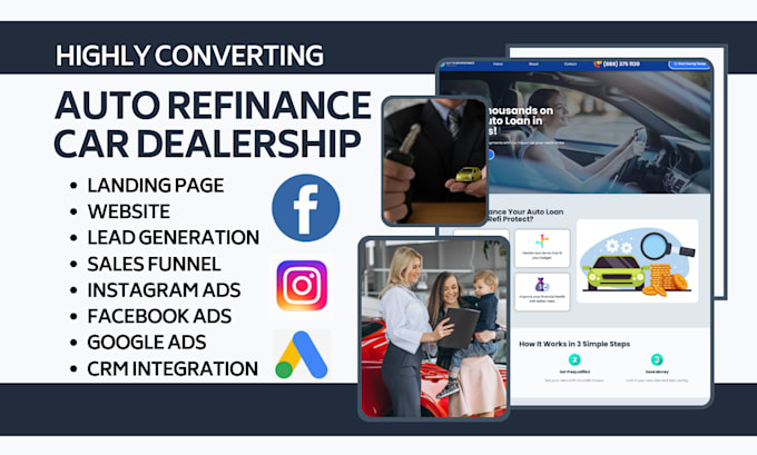 Gig Preview - Design car dealership landing page auto finance website car finance lead funnel